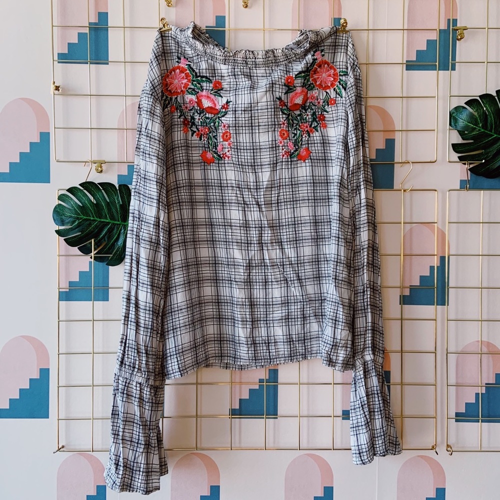 SHEIN long sleeve top with flower detail